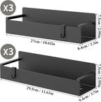 HuggieGems 6 Pack Magnetic Spice Rack Organizer for Refrigerator and Oven, Black Fridge Organizers and Storage for Kitchen