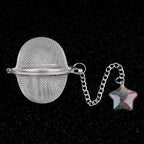 5 Pcs Tea Filter Stainless Steel with Star Crystal Energy Stone Tea Strainers with Fine Mesh Extend Chain Hook Tea Ball Infuser for Loose Tea Leaves Spices Seasonings