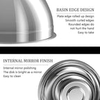 Mixing Bowls, 5Pcs Stainless Steel Mixing Bowl Set, Utensils for the Kitchen, Multifunctional, Stackable, Dishwasher Safe, 3.75L / 3.25L / 2.5L / 2L / 1.3L (Without)
