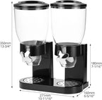 QWORK Double Dry Food Dispenser, 2L Capacity Each, Dry Cereal Grain Dispenser, Keeps Ingredients Fresh