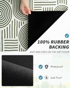 AMOAMI Coffee Mat Hide Stain Rubber Backed Absorbent Dish Drying Mat for Kitchen Counter - Fits Under Coffee Maker & Dish Rack - Green Line 12x19
