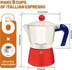 6 Cup Aluminum Espresso Stovetop Moka Pot Express Coffee Maker Percolator Italian Classic Mocha Coffee Machine for Italian and Cuban Cafe Brewing for Home Camping 300ml 10oz