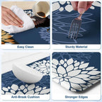 Kitchen Mats, 2PCS Non-Slip Cushioned Rugs, Anti-Fatigue Waterproof Floor Rug, Washable Standing Desk Mat, Home Laundry Office Apartment Decor and Accessories (17.3" ×47" +17.3" ×30"-Blue)