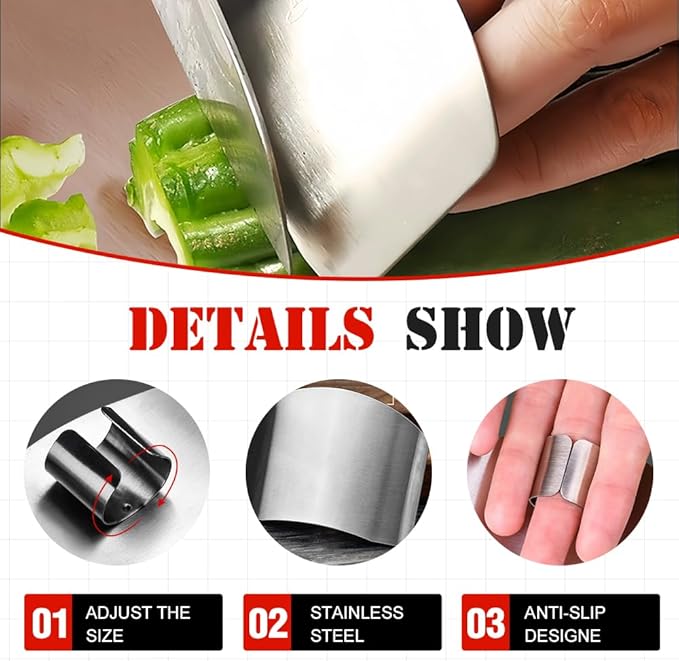 Stainless Steel Finger Hand Protector, 2025 New Finger Guard Protector Finger Guards for Cutting Food, Premium Slicing Tool Finger Protector Kitchen Tools for Chopping Vegetables Meat (2)