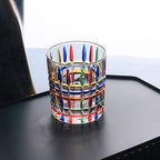 Colorful Drinking Glasses, Hand Painted Colored Water Glasses, Multicolor Water Glasse,Whiskey Wineglass Glasses,Tumbler Glasses (Stripes)