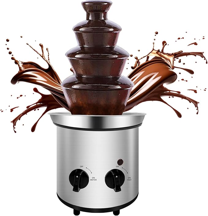 Chocolate Fountain Machine 4 Tier Electric Chocolate Fondue Fountain Machine 4-Pound Capacity for Chocolate Candy Butter Cheese