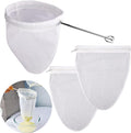 WMKGG Ultra Fine Reusable Filter Bags with Stainless Steel Handle for Nut Milk, Coffee, Milk, Butter, Juices and Fresh Cheese