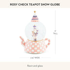 MACKENZIE CHILDS Snow Globe, Christmas Decor for Living Room, Rosy Check Teapot
