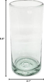 Clear 20 oz Tall Iced Tea Glasses (set of 6), Hand Blown Mexican Glassware, Recycled Glass Drinking Glasses, Lead-Free, Cocktail Margarita Glasses, Wine Glasses, Shot Glasses, Whiskey Glasses (IceTea)
