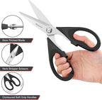 Kitchen Shears, iBayam Kitchen Scissors Heavy Duty Meat Scissors Poultry Shears, Dishwasher Safe Food Cooking Scissors All Purpose Stainless Steel Utility Scissors, 2-Pack (Black, Aqua Sky, 8-inch)
