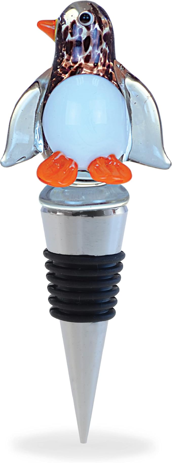 Cheers Penguin Glass Wine Stopper – Elegant Vacuum Seal Reusable Nautical Ocean Life Wine Bottle Stopper – Airtight Leak Proof Bottle Topper Cork Plug, Cute Home Decor & Bar Tool Accessory Gift
