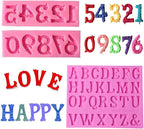 OBTANIM Silicone 3D Number 0-9 Alphabet A-Z Embossed Letter Fondant Chocolate Molds for Birthday Cake Decorating DIY Baking