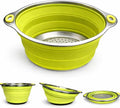 Oneida 8 inch Color Burst Stainless Steel Silicone Collapsible Colander Strainer - Green
