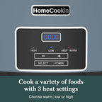 HOMECOOKIN 8-Quart Programmable Slow Cooker with Timer Keep Warm - Small Kitchen Appliance for Family Dinners - Serves 6+ People (Blue)
