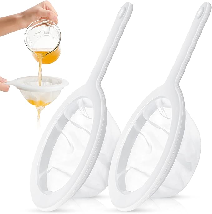 Zopeal 2 Pcs 9" Ultra Fine Mesh Strainer for Kefir Grains Plastic Juice Strainer Food Colander Greek Yogurt Sieve Large Capacity Filter for Kombucha Cold Brew Coffee Shrimp Separation(120/200 Mesh)