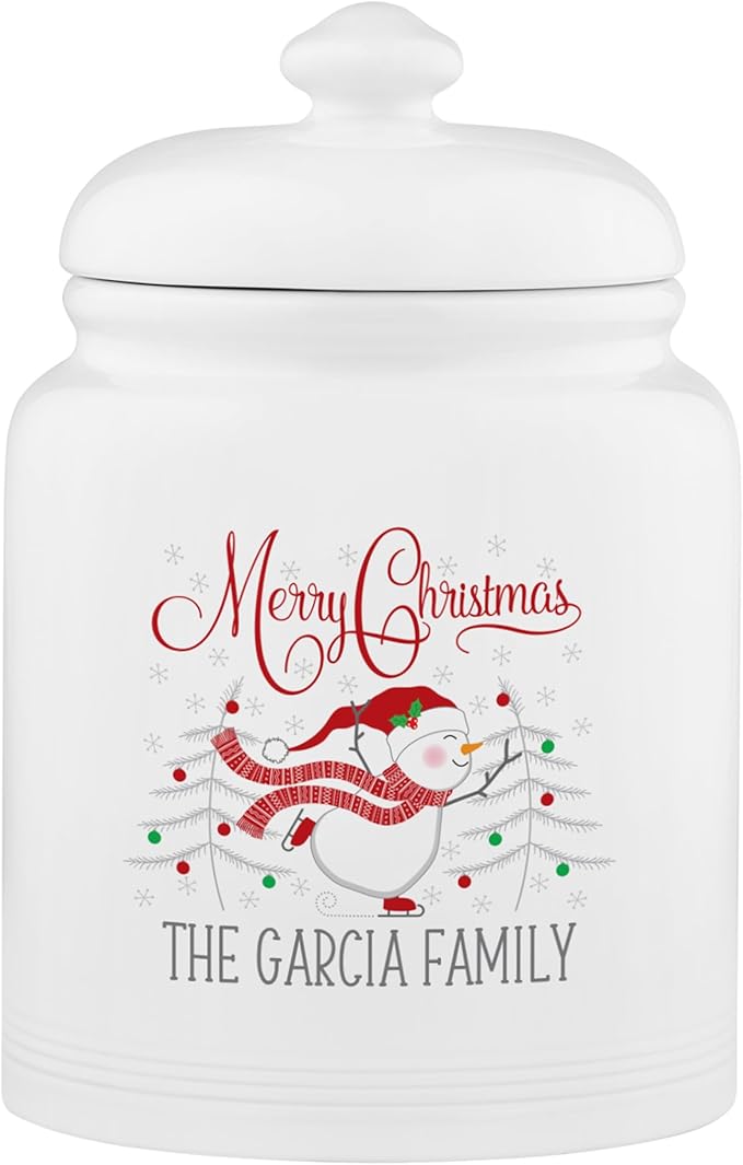 Let's Make Memories Personalized Christmas Joy Family Cookie Jar - For Her- Kitchen Christmas Décor