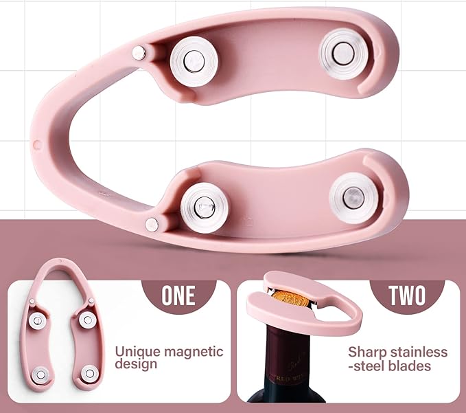 5 Pack Magnetic Wine Foil Cutter Tool, Wine Bottle Opener Accessory, Magnetic Wine Foil Cutters Wine Bottle Opening Accessories,rose gold