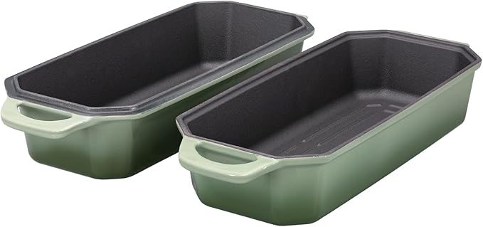 Flavehc Bread Pan Cast Iron Loaf Pan with Lid Bread Loaf Pan 13x5 Inch Enameled Cast Iron Sourdough Bread Pan,AquaGreen