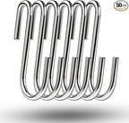 50-Pack 2.4 Inch Heavy Duty Stainless Steel S-Hooks — Waterproof Kitchen Utility Hooks for Pots, Pans, Mugs, Towels and More, Ideal Gift for Friends