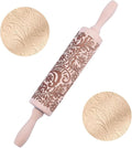 Embossed Wooden Rolling Pin Darker 3D Snowflake Rattan 30cm Rolling Pin for Baking Biscuits DIY Kitchen Tool Baking Accessories Homemade Bakery Pastry Cookie Fondant Dough Pizza