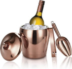 Ice Bucket with Lid, Scoop, IceTong,Stainless Steel Double-Wall Wine Ice Buckets for Parties,Beer and Wine Bucket,Bucket for Ice Chilling Champagne,2L