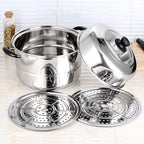 11.8inch Steam Pots with 3pcs Steamer Liners and Kitchen gripper 3-tier Stainless Steel Steamer Pot with Lid for Cooking Multipurpose Vegetable, Dumpling, Stock, Sauce