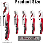 4 Pieces Professional Waiter Corkscrew Wine Openers, Red Wine Keys Opener Stainless Steel Hinges Serrated Foil Cutter for Restaurant Waiters, Sommelier, Bartenders (Red)
