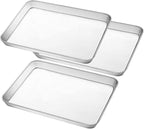 Stainless Steel Baking Pan, Large Cookie Sheet Set for Toaster Oven Tray Pans by Umite Chef, Superior Mirror Finish, Easy Clean, Dishwasher Safe, 12 x 10 x 1 inch, 3 Piece/set