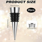 20 Pcs Wine Bottle Stopper Set Kit, Metal Cork Bottle Stoppers, Resin Wine Bottle Stoppers Molds Set Accessories, Wine Stopper for Silicone Molds Epoxy Resin, Silver