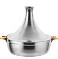 Stainless Steel Moroccan Tagine Pot, Large Moroccan Tajine Casserole with Cone-Shaped Lid, Non Stick Tagine Cooking Pot with 2 Handles(24cm/9.4in, Silver)