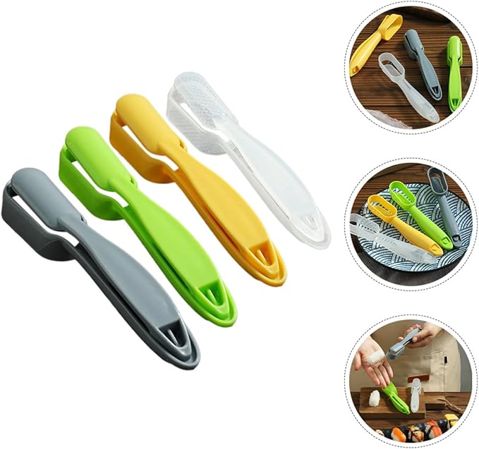 4pcs Sushi Molds Set with Press Type Onigiri Rice Ball Maker, DIY Bento Rice Ball Making Tool for Japanese Cuisine, Kitchen Gadget for Home Cooking, Multi-color