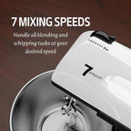 Stand Mixers, 7 Speeds With 3QT Stainless Steel Bowl, Stand and Hand Mixer with Dough Hook, Whisk, Mixing Beater for Baking, Cake, Cookie, Kneading (BU2)