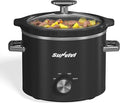 SUNVIVIPRO Small Slow Cooker with Removable Ceramic Pot, Food Warmer with 3 Heating Settings & Dishwasher Safe Glass Lid, Black