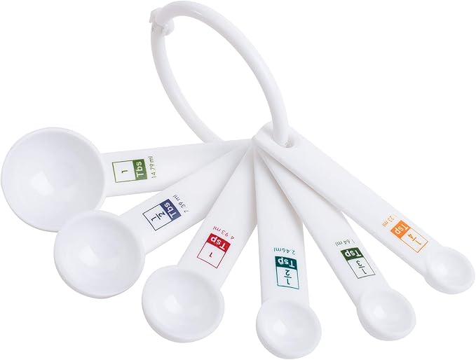 Fox Run 6-Piece Plastic Measuring Spoon Set White, 1.6 x 9 x 3 inches