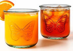COURONNE CO. Clear Recycled Drinking Glass Tumbler, Perfect for Cocktails, Refreshments & Everyday Use, Restaurant Grade, Crafted without lead-based materials (10.1 Oz, Butterfly), Pack of 6