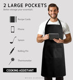 Syntus Apron for Men Women, Adjustable Cooking Kitchen Chef Aprons with 2 Pockets, Cotton/Polycotton/Polyester