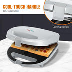 Aigostar Sandwich Maker Panini Press Grill, 3 in 1 Waffle Maker with Removable Non-stick Plates, Electric Grilled Cheese Maker, Portable Cool Touch Handle, Led Indicator Lights & Easy to Clean, 750W