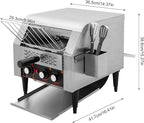 Commercial Conveyor Toaster 300 Slices/Hour 1900W Heavy Duty Industrial Stainless Steel Electric Restaurant Toaster Oven with Selectable Heating Modes and 7 Speeds for Bagel Bread Restaurant Cafe