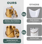 3L Double-Wall Insulated Stainless Steel Ice Bucket with scoop for Cocktail Bar - Metal Ice Bucket for freezer with Lid for parties,Camping,and More!champagne bucket,bar cart accessories(gold)