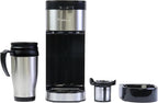 Kenmore Single Serve Coffee Maker – Compatible with Keurig K‑Cup Pods & Ground Coffee, One Cup Brewer, 6–12 Oz Brew Sizes, Travel Mug Friendly, Auto Shut‑Off, Hot & Iced Maquina de cafe, Black
