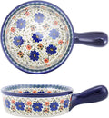 Vintage Style Blue Flowers Phalaenopsis Pottery Bakeware Ceramic Casserole Dish Baking Pan Lasagna Pans Baking Dish with Handles for Oven to Table-1 PCS, 20 OZ
