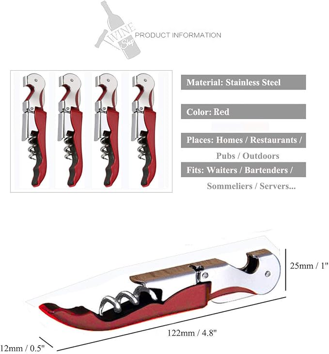 Professional Waiter Corkscrew Wine Openers Set(4PCS), Heavy Duty Stainless Steel Hinges Wine Key for Restaurant Waiters, Sommelier, Bartenders