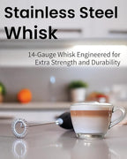 Elementi Coffee Mixer Wand & Drink Mixer with Stand - Powerful Coffee Frother Handheld Milk Frother Wand - Hand Held Milk Foamer to Make Perfect Cappuccinos, Lattes & Drink Mixes at Home (Mocha)