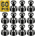 Tiergrade Metallic Magnets, Refrigerator Magnets, 60 Pack Black Magnetic Push Pins, Strong Fridge Magnets, Multi-use Whiteboard Magnets Perfect for Kitchen Office Classroom