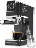 Espresso Machine 20 Bar,Touch Screen Espresso Maker with Steam Milk Frother,Compact Stainless Steel Coffee Machine for Cappuccino Latte Americano Espresso Cool,Gift for Coffee Lovers,Black