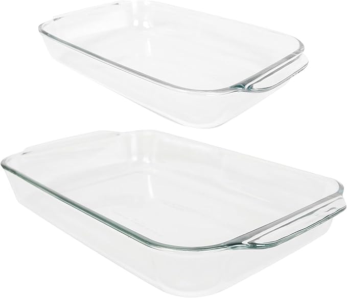 Pyrex Clear Glass Casserole Baking Dishes Set – 233 (3-Qt) and 232 (2-Qt) Rectangular Oven Bakeware – Perfect for Casseroles, Brownies, Food Preparation and so much More - Made in the USA