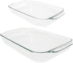 Pyrex Clear Glass Casserole Baking Dishes Set – 233 (3-Qt) and 232 (2-Qt) Rectangular Oven Bakeware – Perfect for Casseroles, Brownies, Food Preparation and so much More - Made in the USA