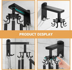 Zerodeko Rotatable 8-Claw Kitchen Utensil Hooks, Thickened Black Space Aluminum Wall Hooks for Hanging, 360° Swivel Multifunctional Hanging Organizer for Home Kitchen Storage