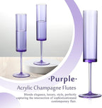 24 PCS Purple Champagne Flutes Plastic 5.4 OZ Champagne Flutes Acrylic Reusable Pastel Colored Plastic Glasses Long Stem Wine Glasses Toasting Wedding For Party Birthday Anniversary