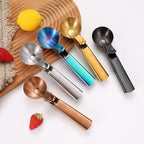 Ice Cream Scoop, 2Pcs Stainless Steel Gold Cookie Scoop with Trigger Melon Baller Scooper Cones, Specialty Tools and Gadgets, Ice Cream Spoon Food Scoop for Frozen Yogurt Sundaes Fruit Cookie
